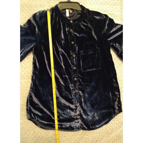 Pilcro velour  puff sleeve button up top xxs Y2K Vintage Classic - Picture 6 of 8